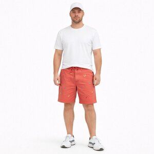 Random Golf Club Men’s L Coral Shorts Embroidered Icons Drawstring 100% Cotton